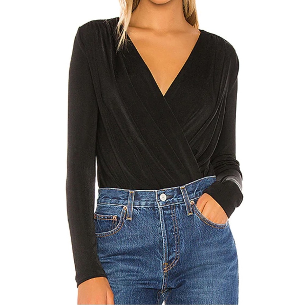 Free People Black Long Sleeve Bodysuit